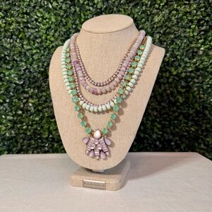 Stella & Dot Multi-Strand Pink and Mint Statement Necklace